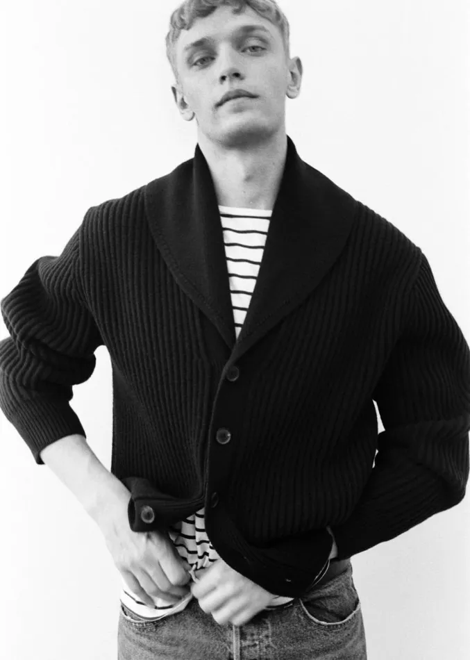 Nili Lotan HAIDEN CARDIGAN Dark Navy Men Sweaters