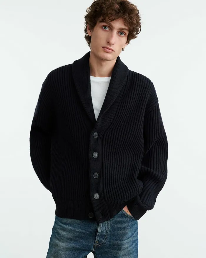 Nili Lotan HAIDEN CARDIGAN Dark Navy Men Sweaters