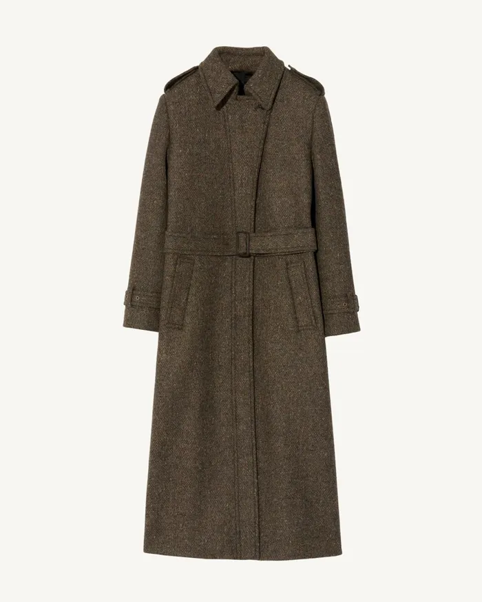 Nili Lotan ISABELLE TRENCH COAT Raven Donegal Women Coats and Outerwear