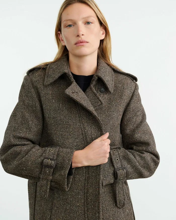 Nili Lotan ISABELLE TRENCH COAT Raven Donegal Women Coats and Outerwear