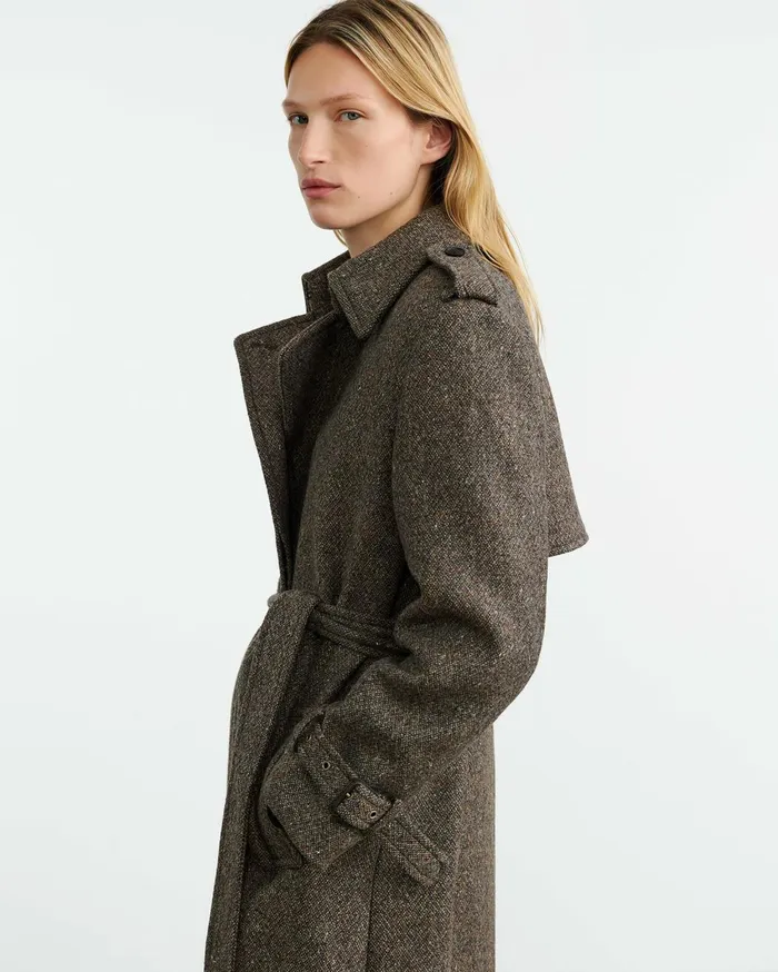 Nili Lotan ISABELLE TRENCH COAT Raven Donegal Women Coats and Outerwear