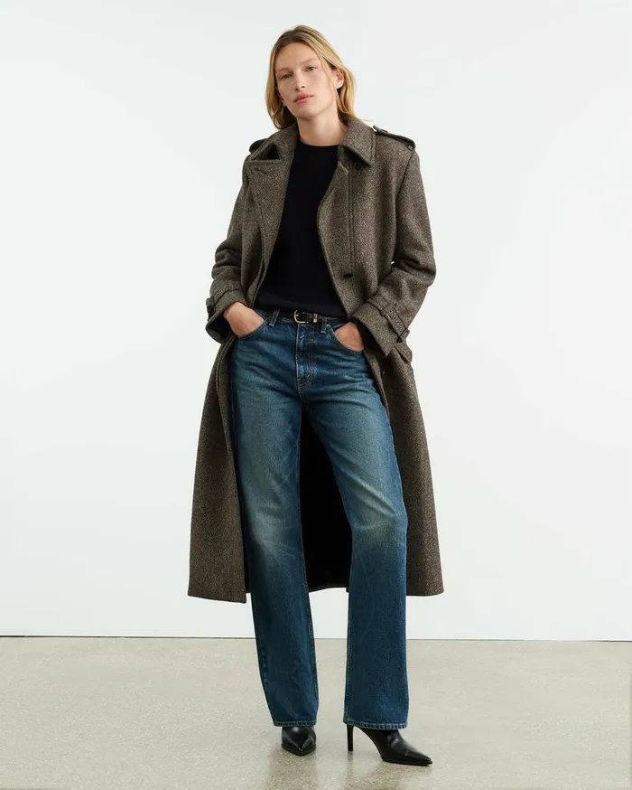 Nili Lotan ISABELLE TRENCH COAT Raven Donegal Women Coats and Outerwear