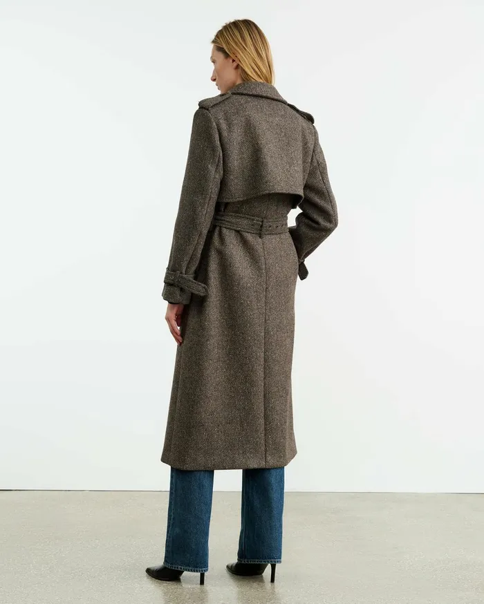 Nili Lotan ISABELLE TRENCH COAT Raven Donegal Women Coats and Outerwear