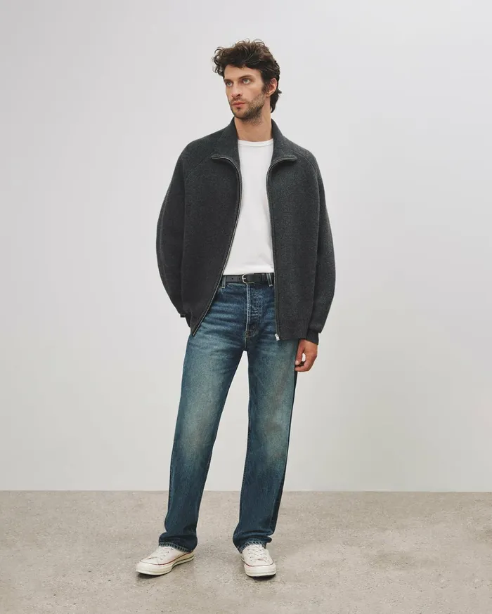 Nili Lotan JAD SWEATER Dark Charcoal Melange Men Sweaters