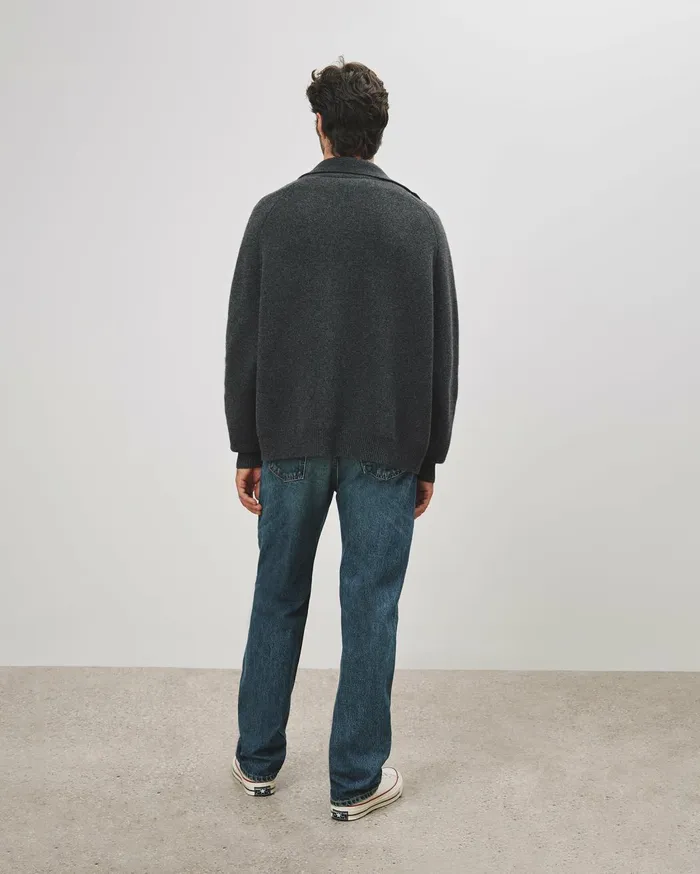 Nili Lotan JAD SWEATER Dark Charcoal Melange Men Sweaters