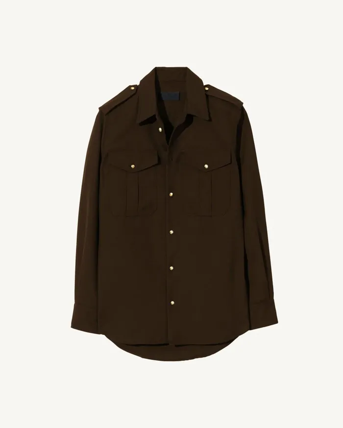 Nili Lotan JEANETTE SHIRT Dark Brown Women Tops