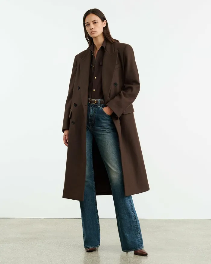 Nili Lotan JEANETTE SHIRT Dark Brown Women Tops