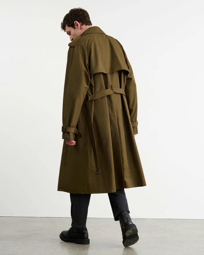 Nili Lotan KIERAN TRENCH COAT Olive Green Men Jackets and Coats
