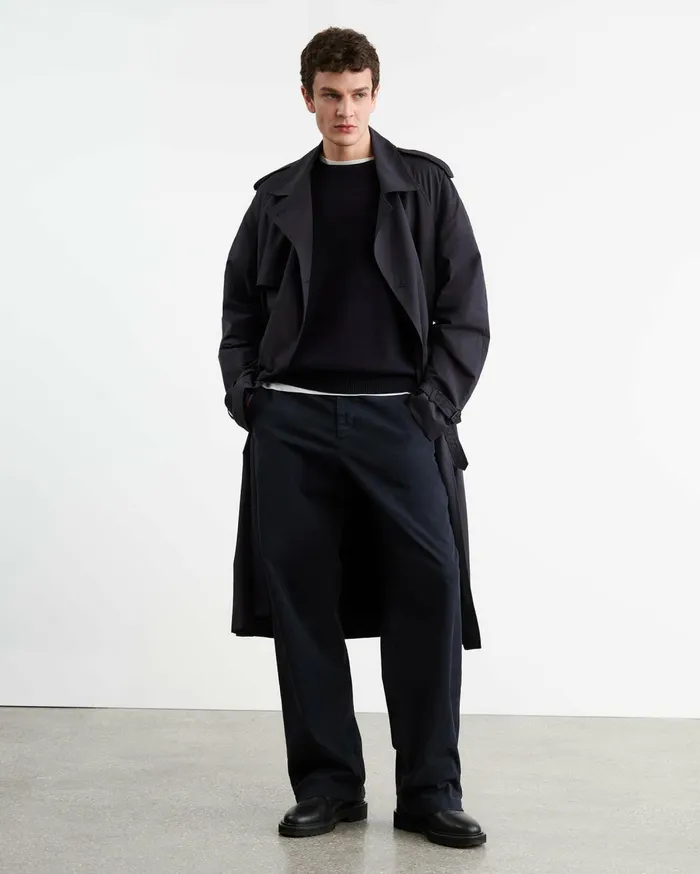 Nili Lotan KIERAN TRENCH COAT Olive Green Men Jackets and Coats