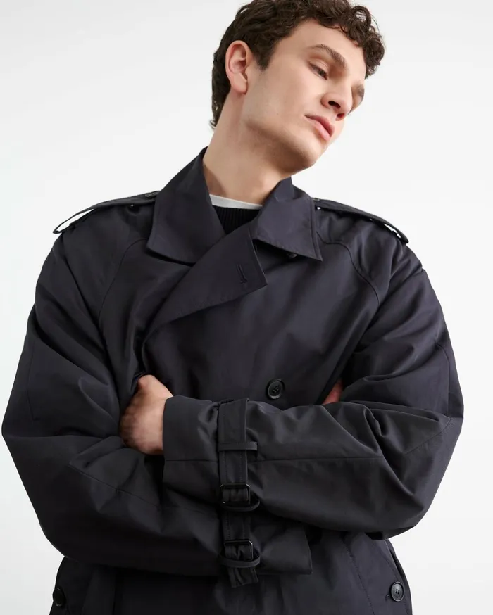 Nili Lotan KIERAN TRENCH COAT Olive Green Men Jackets and Coats