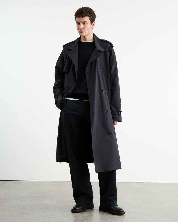 Nili Lotan KIERAN TRENCH COAT Olive Green Men Jackets and Coats