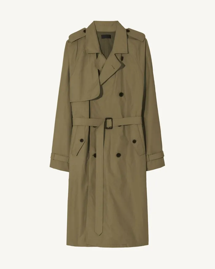 Nili Lotan KIERAN TRENCH COAT Olive Green Men Jackets and Coats
