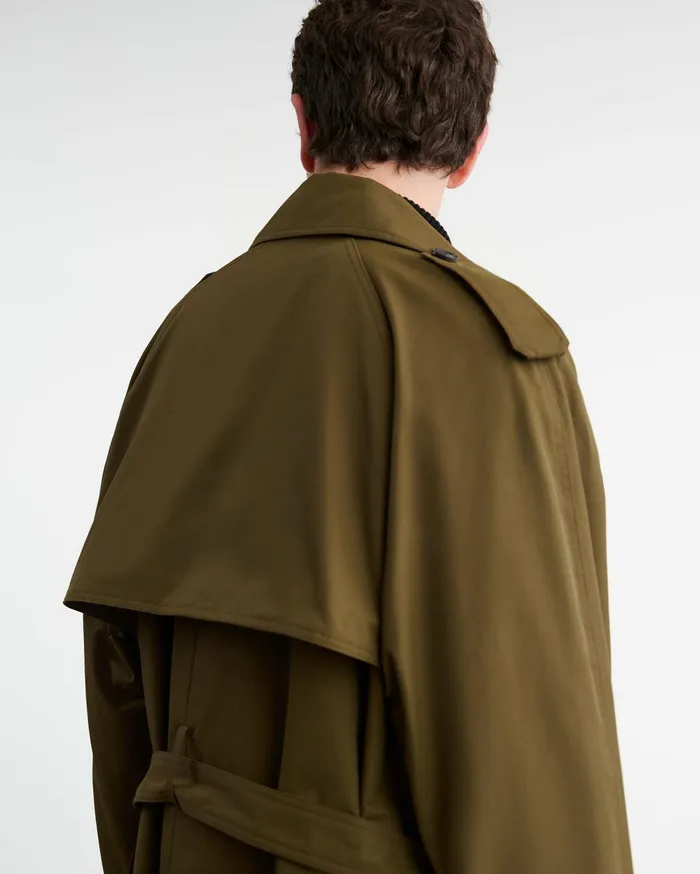 Nili Lotan KIERAN TRENCH COAT Olive Green Men Jackets and Coats