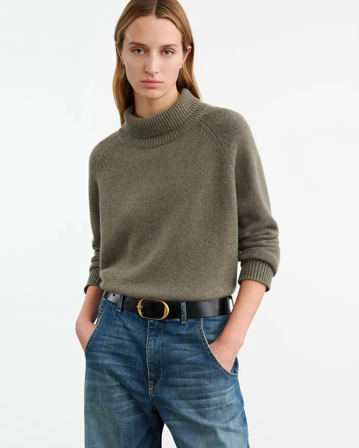 Nili Lotan LANIE SWEATER Light Army Green Women Knits and Sweaters