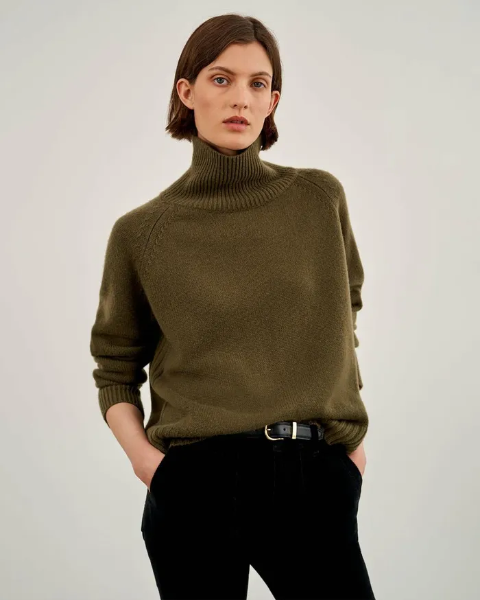 Nili Lotan LANIE SWEATER Light Army Green Women Knits and Sweaters