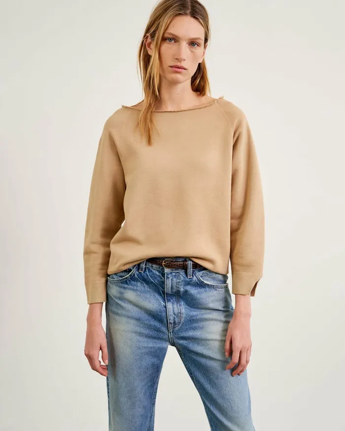 Nili Lotan LUKA SCOOP NECK SWEATSHIRT Washed Black Women Knits and Sweaters