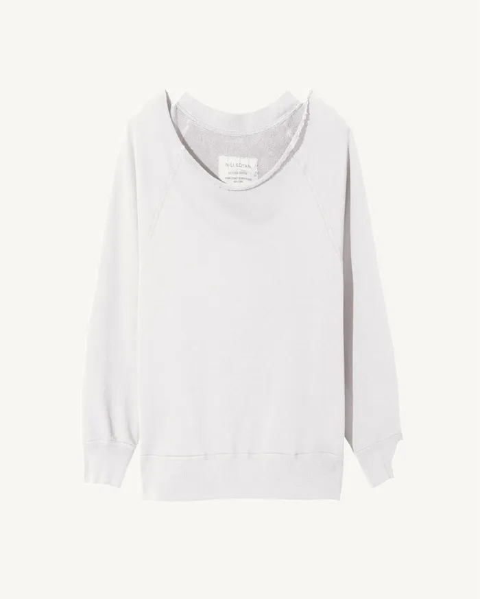 Nili Lotan LUKA SCOOP NECK SWEATSHIRT Washed Black Women Knits and Sweaters
