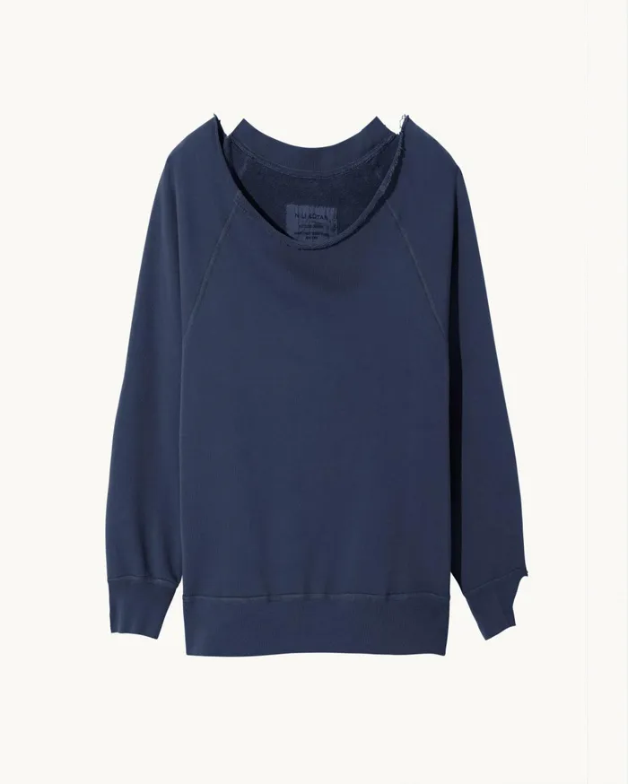 Nili Lotan LUKA SCOOP NECK SWEATSHIRT Washed Black Women Knits and Sweaters
