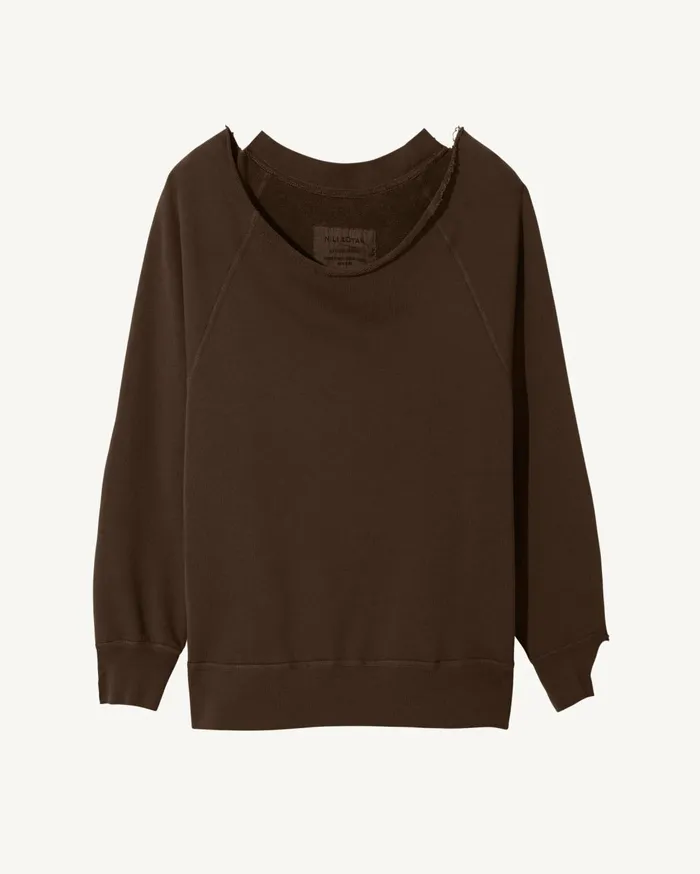 Nili Lotan LUKA SCOOP NECK SWEATSHIRT Washed Black Women Knits and Sweaters