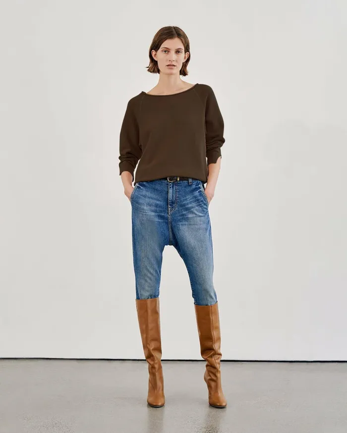 Nili Lotan LUKA SCOOP NECK SWEATSHIRT Washed Black Women Knits and Sweaters
