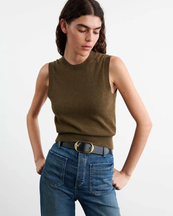 Nili Lotan MAY CASHMERE TANK Espresso Women Tops