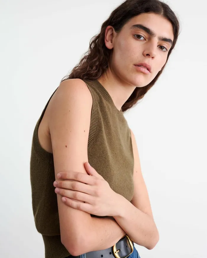 Nili Lotan MAY CASHMERE TANK Espresso Women Tops
