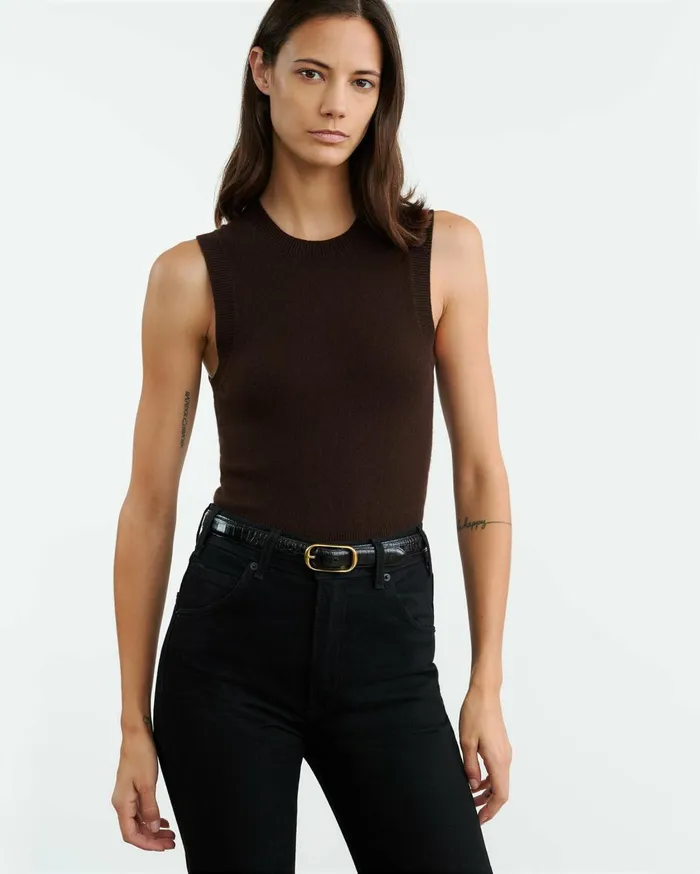 Nili Lotan MAY CASHMERE TANK Espresso Women Tops