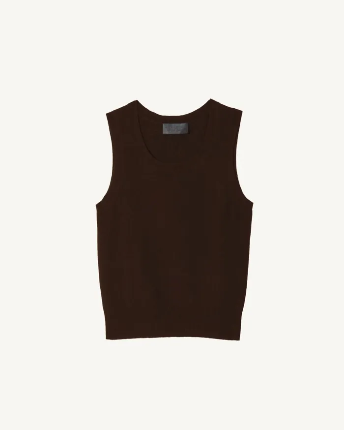 Nili Lotan MAY CASHMERE TANK Espresso Women Tops