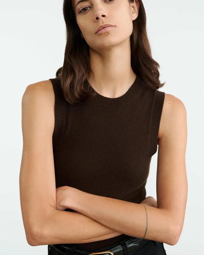Nili Lotan MAY CASHMERE TANK Espresso Women Tops