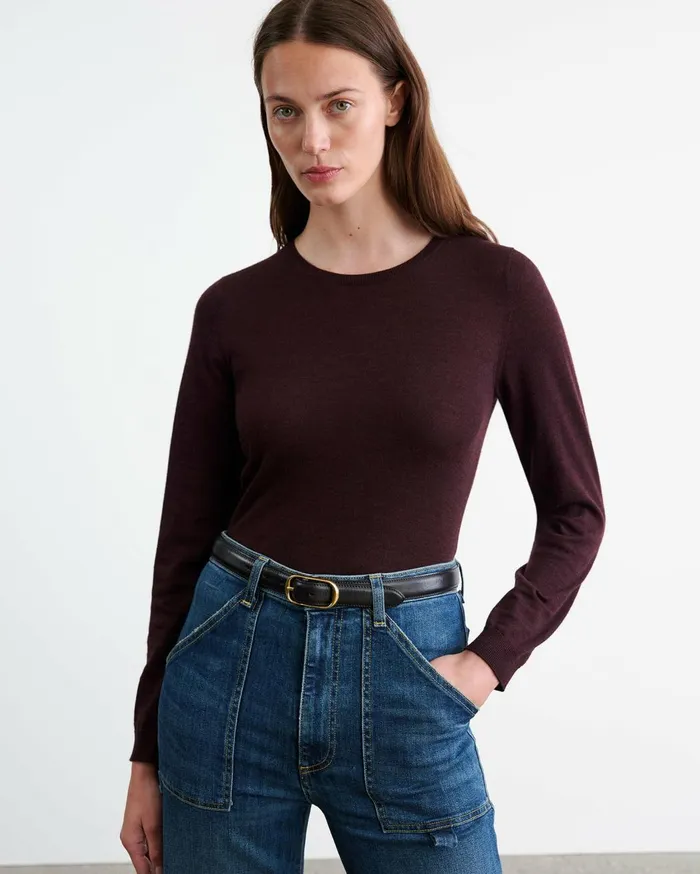 Nili Lotan ORIANA SWEATER Burgundy Women Knits and Sweaters