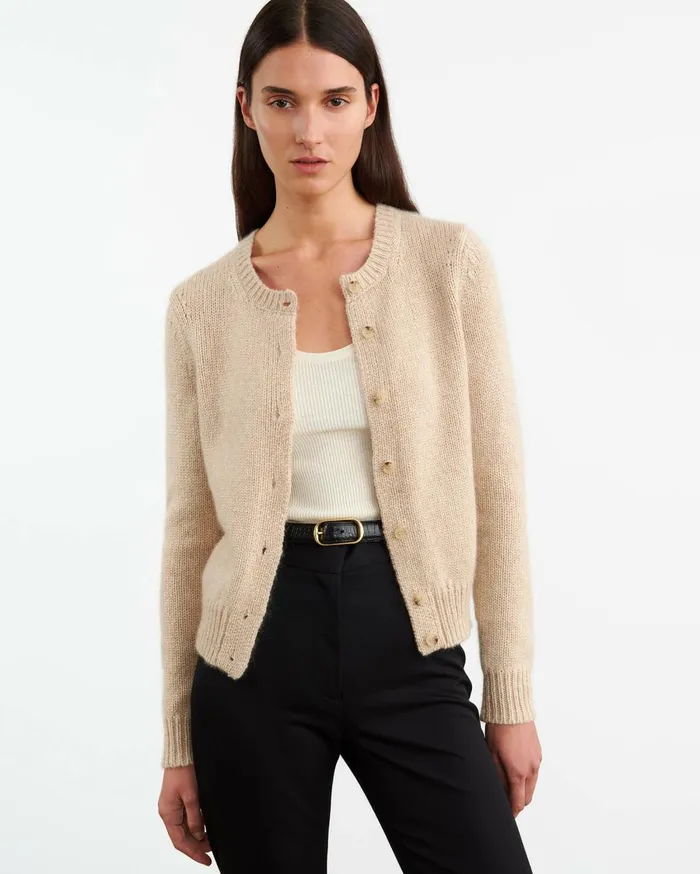 Nili Lotan SASKIA CASHMERE CARDIGAN Redwood Melange Women Knits and Sweaters