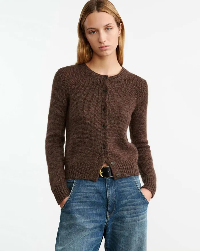 Nili Lotan SASKIA CASHMERE CARDIGAN Redwood Melange Women Knits and Sweaters