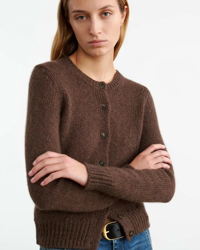 Nili Lotan SASKIA CASHMERE CARDIGAN Redwood Melange Women Knits and Sweaters