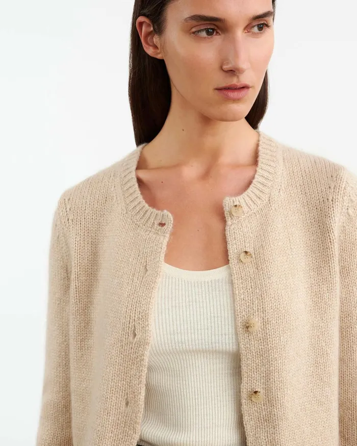 Nili Lotan SASKIA CASHMERE CARDIGAN Redwood Melange Women Knits and Sweaters