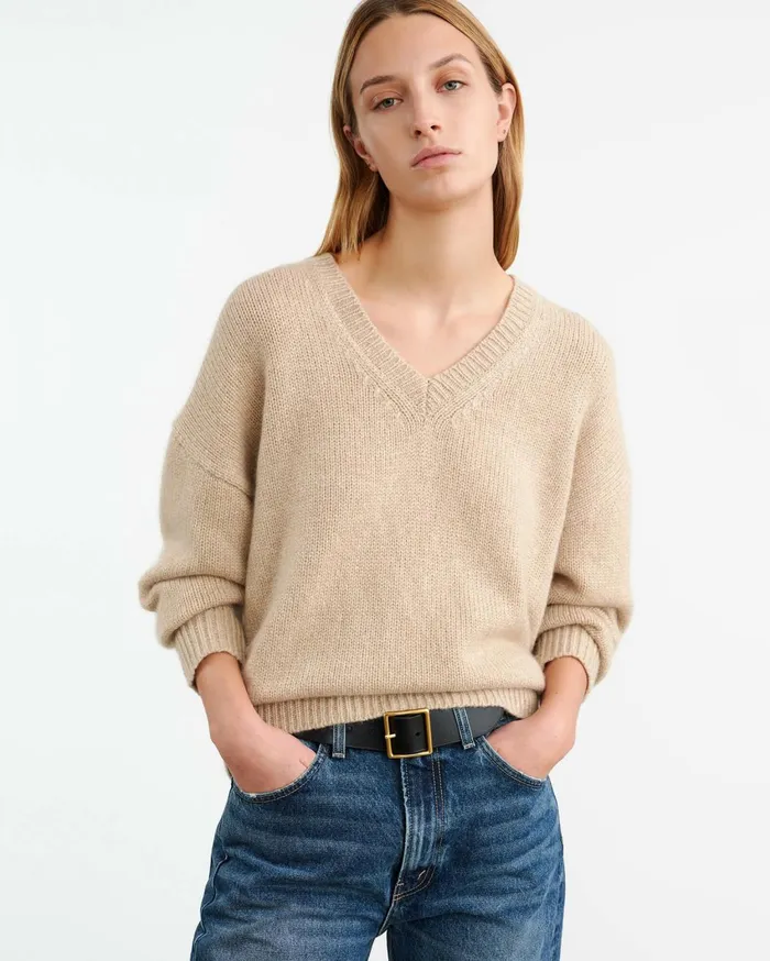 Nili Lotan SHAGAN CASHMERE SWEATER Parchment Women Knits and Sweaters