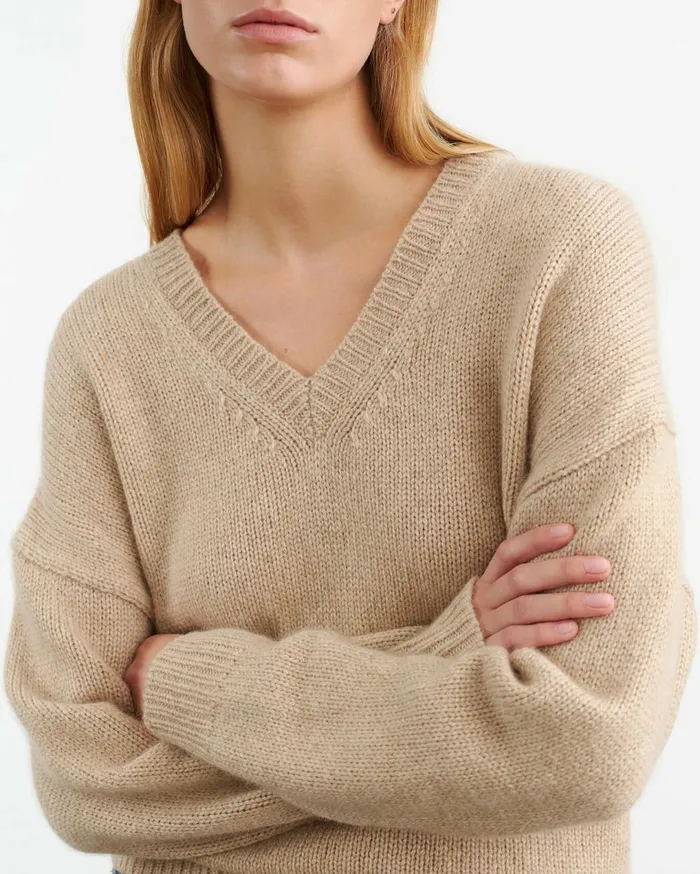 Nili Lotan SHAGAN CASHMERE SWEATER Parchment Women Knits and Sweaters