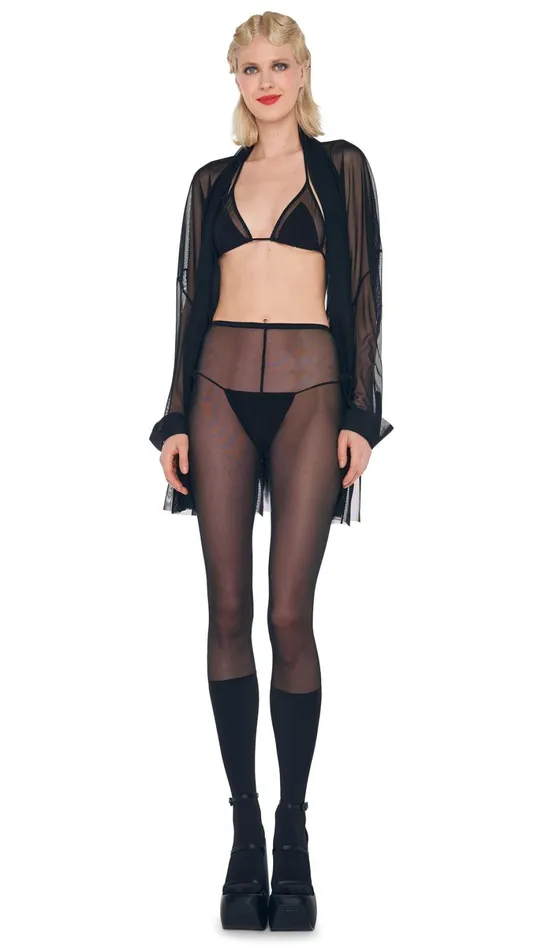 Norma Kamali Bottoms BOOT HIGH LEGGING W FOOTSIE Blackblack Mesh 8211 Clothing Norma Kamali Bottoms BOOT HIGH LEGGING W FOOTSIE Blackblack Mesh 8211 Clothing