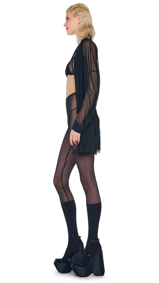 Norma Kamali Bottoms BOOT HIGH LEGGING W FOOTSIE Blackblack Mesh 8211 Clothing Norma Kamali Bottoms BOOT HIGH LEGGING W FOOTSIE Blackblack Mesh 8211 Clothing