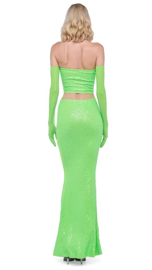 Norma Kamali Bottoms SEQUIN OBIE SKIRT W MESH SIDES Neon Green 8211 Clothing Norma Kamali Bottoms SEQUIN OBIE SKIRT W MESH SIDES Neon Green 8211 Clothing