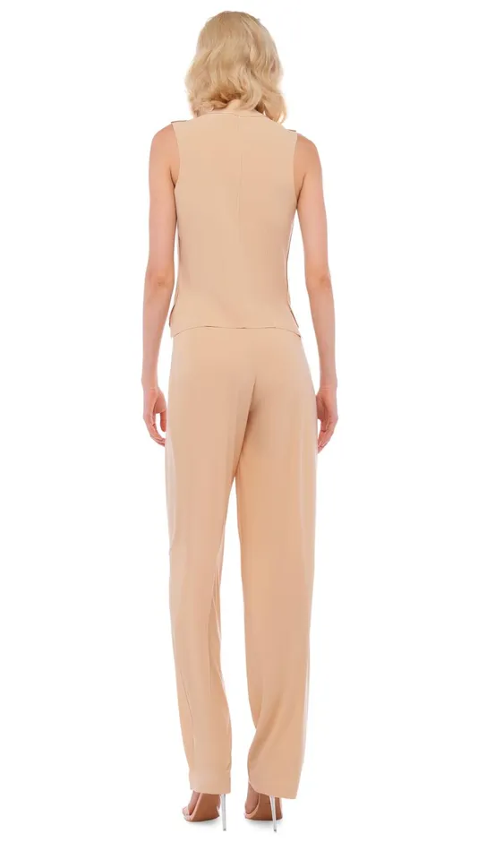 Norma Kamali Bottoms TAPERED PLEATED TROUSER Con Leche 8211 Clothing