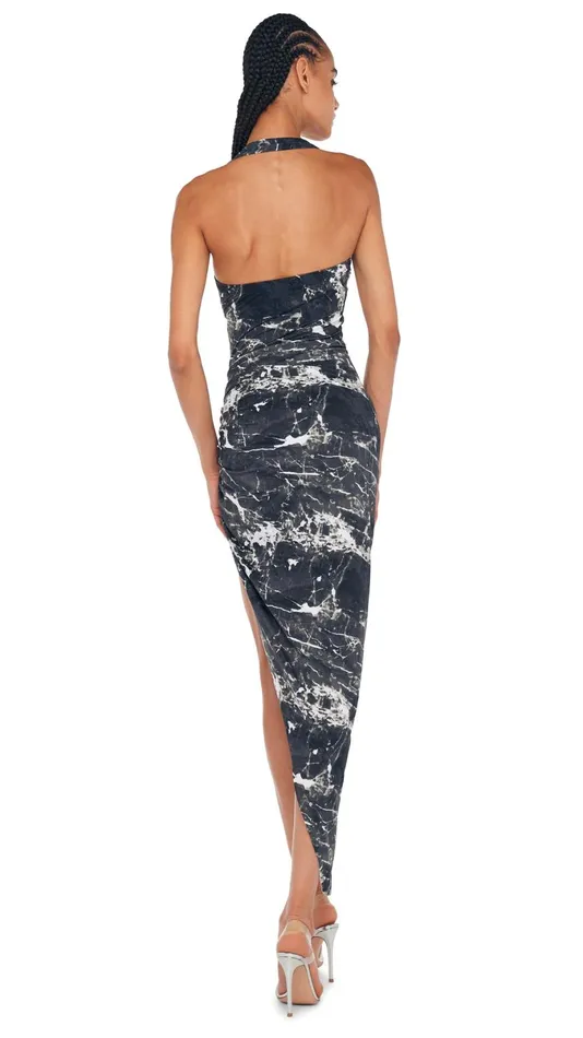 Norma Kamali Dresses CAYLA SIDE DRAPE GOWN Black Marble 8211 Clothing