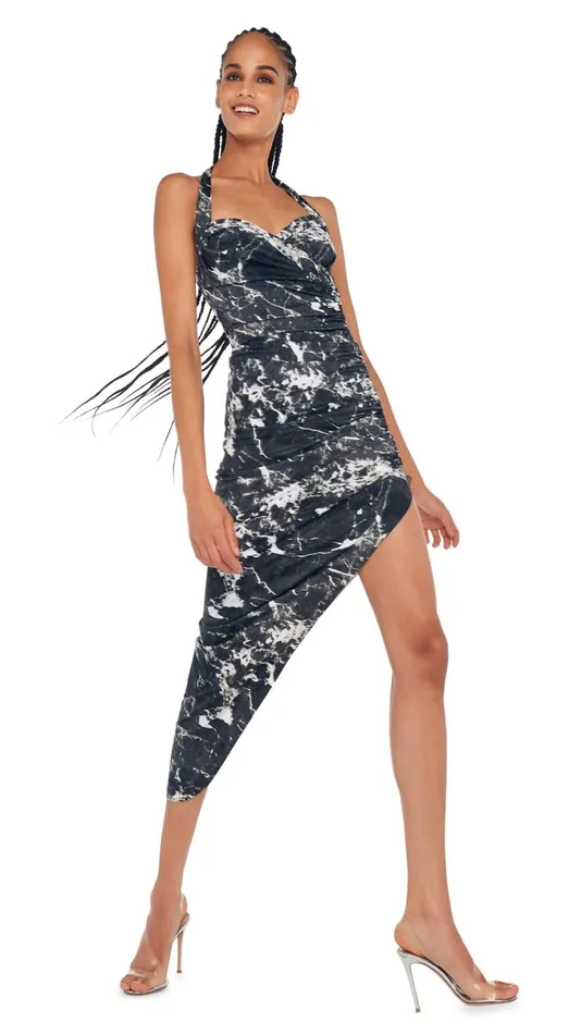 Norma Kamali Dresses CAYLA SIDE DRAPE GOWN Black Marble 8211 Clothing