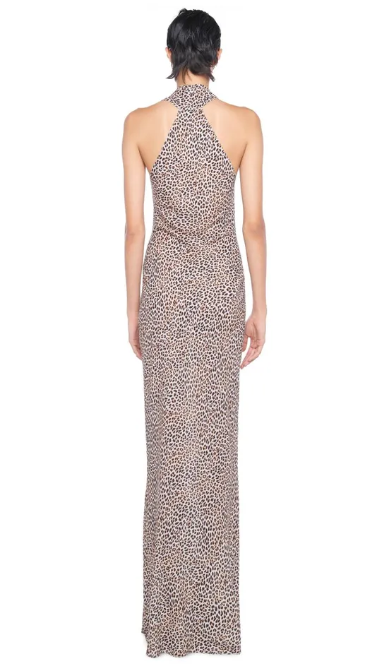 Norma Kamali Dresses HALTER DRAPE BIAS GOWN Bb Leopard 8211 Clothing