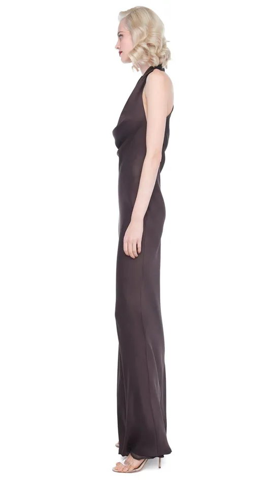 Norma Kamali Dresses HALTER DRAPE BIAS GOWN Chocolate 8211 Clothing
