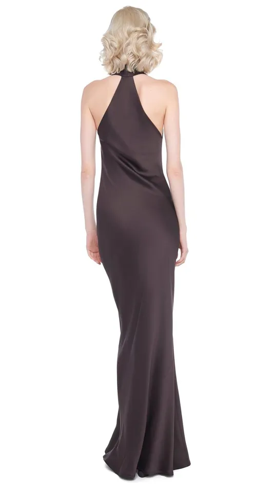Norma Kamali Dresses HALTER DRAPE BIAS GOWN Chocolate 8211 Clothing
