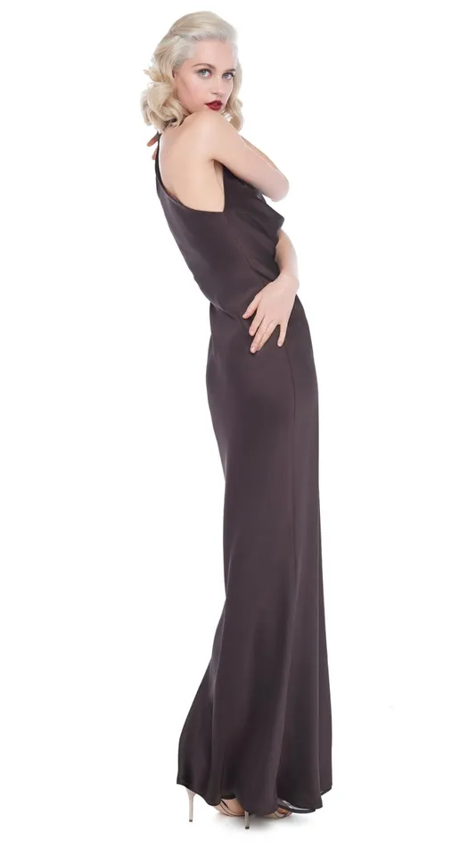 Norma Kamali Dresses HALTER DRAPE BIAS GOWN Chocolate 8211 Clothing