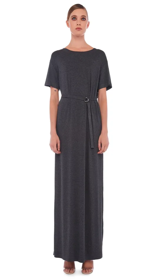 Norma Kamali Dresses SHORT SLEEVE BOXY GOWN Dark Grey 8211 Clothing