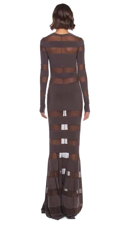 Norma Kamali Dresses SPLICED DRESS FISHTAIL GOWN Chocolatechocolate Mesh 8211 Clothing Norma Kamali Dresses SPLICED DRESS FISHTAIL GOWN Chocolatechocolate Mesh 8211 Clothing