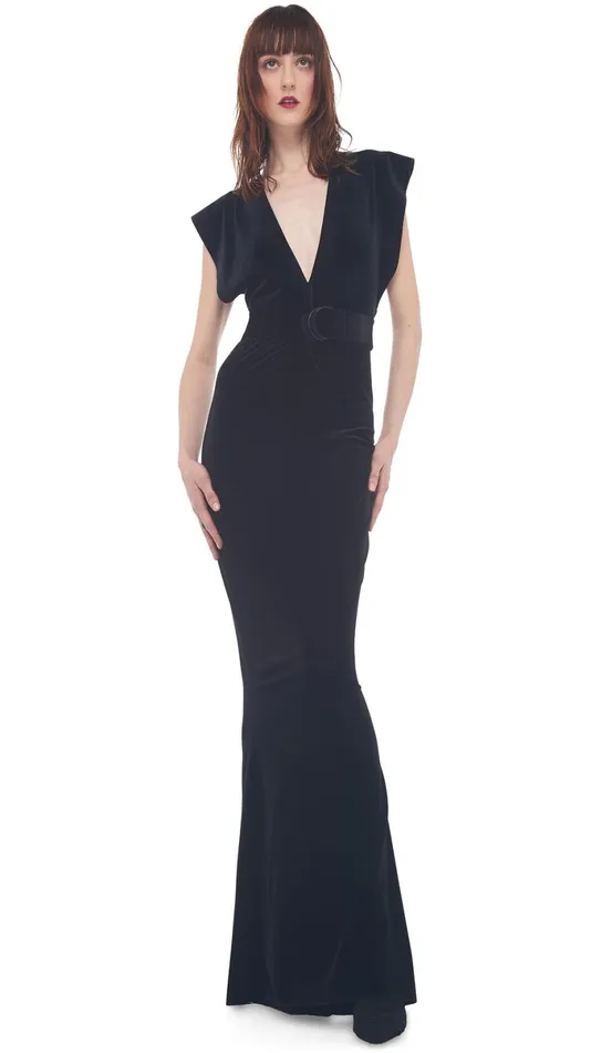 Norma Kamali Dresses V NECK RECTANGLE GOWN Black 8211 Clothing