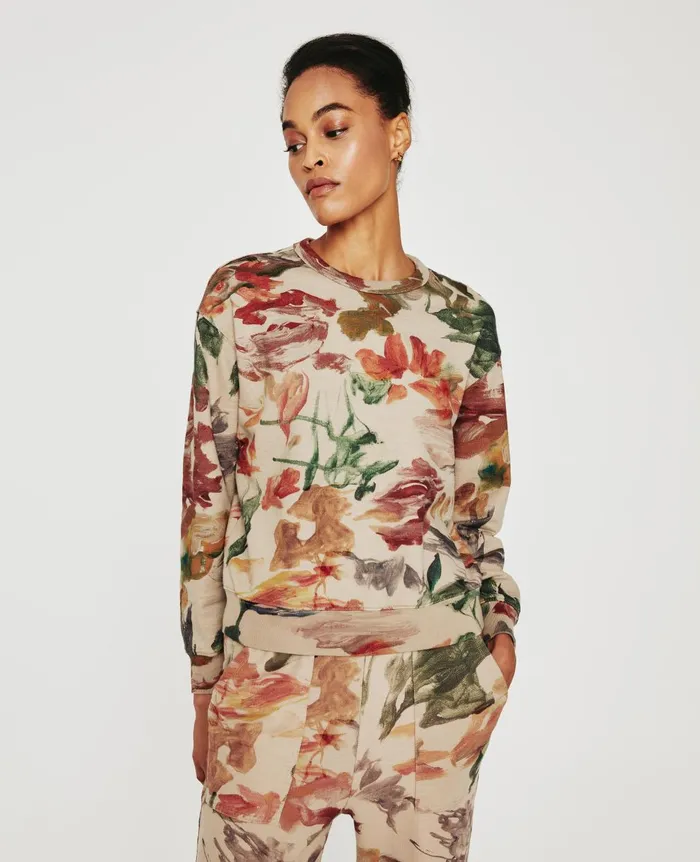 Nova Crew Garden Camo Neutral Multi Women AG Jeans Sweatshirts